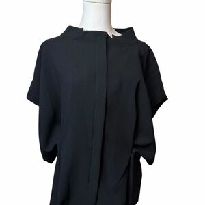 Jil Sander Zip-Up Side Clasp Black Blouse